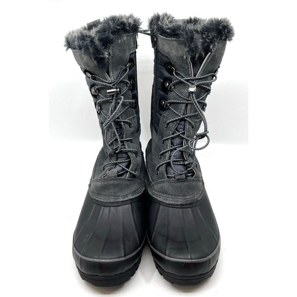 Lands' End Women's Squall Snow Pack Mid Calf Bungee Boots Sz 11B Gray Suede - Picture 1 of 7